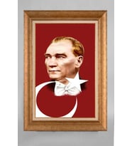 Çerçeveli Paspartulu Atatürk Tablo a438 (Gold)