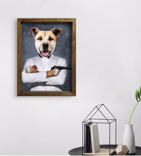Evcil Dostlara Özel Portre Doğal Masif Ahşap Çerçeveli Tablo 45x65cm-26