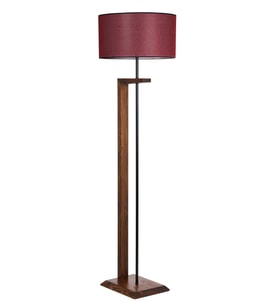 MENEKŞE CEVİZ AHŞAP LAMBADER SİLİNDİR HASIR BORDO ABAJURLU