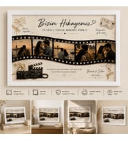 Nostaljik Film Şeritli Bizim Hikayemiz Kişiye Özel Fotoğraf Baskılı Çerçeve (20x30cm)