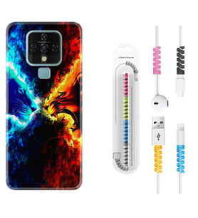 Tecno Camon 16 18P Pova 3 Pova Neo Kılıf Kablo Koruma Spiral Silikon Red Blue Leon 1714