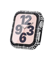 Apple Watch 7 45mm Uyumlu Zore Watch Gard 24 Kenarları Taşlı Sert PC Kasa Ve Ekran Koruyucu (Siyah)