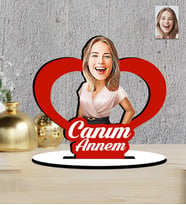 Anneler Günü Hediyesi Kalp  Tasarımlı Karikatür   Mdf  Biblo (Çok Renkli)