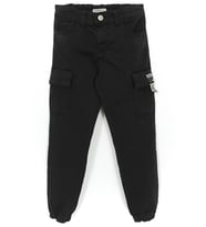 Kargo Cep Gabardin Erkek Çocuk Jogger Pantolon Siyah