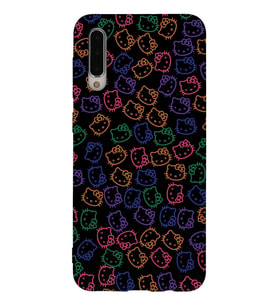 Samsung Galaxy A30s Uyumlu Lansman Kılıf Hello Kitty Tasarımlı İçi Kadife Kapak-Siyah (Şeffaf)