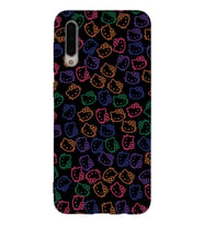 Samsung Galaxy A30s Uyumlu Lansman Kılıf Hello Kitty Tasarımlı İçi Kadife Kapak-Siyah (Şeffaf)