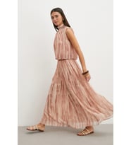 Nude Tonlu Batik Maxi Etek