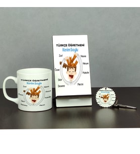 Türkçe Öğretmeni Üçlü Set (Kupa + Telefon Standı + Anahtarlık) 002