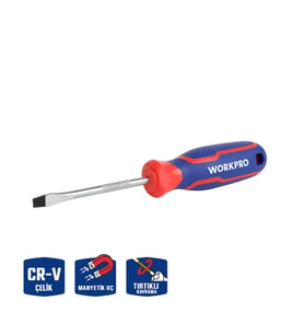 WORKPRO WP221016 5.5x100mm CR-V Manyetik Profesyonel Düz Tornavida