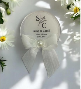 Söz Nişan Düğün Hediyesi Yuvarlak Şeffaf Pleksi Magnet (10 Adet) sffyv3