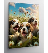 Kanvas Tablo Papatyalar Ve Köpekler