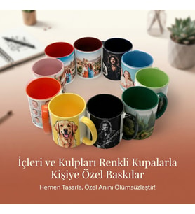 3 adet Renkli Kupalar(istenilen resim baskılarıyla)
