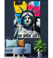 Özgürlük Heykeli Pop Art Dekoratif Kanvas - Mdf Ahşap Tablo