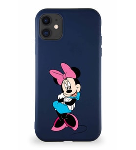 Apple iPhone 11 Soft Premier Kapak Minnie Mouse-D Tasarımlı Silikon Kılıf - Lacivert (Şeffaf)
