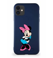 Apple iPhone 11 Soft Premier Kapak Minnie Mouse-D Tasarımlı Silikon Kılıf - Lacivert (Şeffaf)