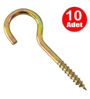 Piton 23*150 Çengel 9cm Vidalı Askı Eğri Se Demir Duy Kanca -10 Adet