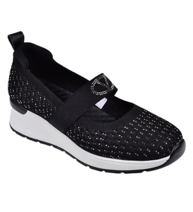 Guja Taşlı Üzeri Lastikli Triko Kadın Spor Ayakkabı Sneaker GJ-26Y3052 SİYAH