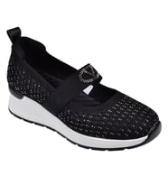 Guja Taşlı Üzeri Lastikli Triko Kadın Spor Ayakkabı Sneaker GJ-26Y3052 SİYAH