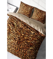 Leopar Çift Kişilik Nevresim Takımı Özel Dokuma Pamuk Saten Golden Leopard