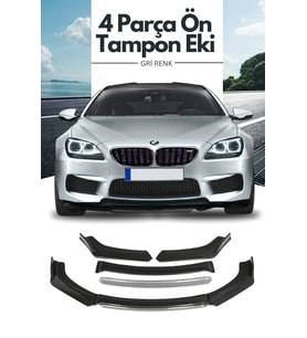 Gri 4 Parça Ön Lip Universal Ön Tampon Eki Piano Black Gri Renk (Sarı)
