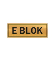 E BLOK YAZILI GOLD METAL LEVHA 20 X 7 CM