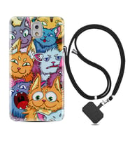 Samsung Note 3 4 5 8 9 20 Ultra 10 Lite Kılıf Boyun Askılı Silikon Kediler 1723