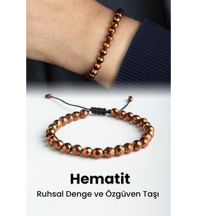 Hematit Doğal Taş Kahverengi Faset Küre Kesim 6mm Makrome Bileklik