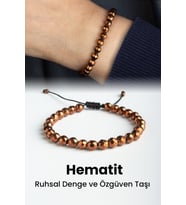 Hematit Doğal Taş Kahverengi Faset Küre Kesim 6mm Makrome Bileklik