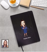 Kişiye Özel Öğretmen Karikatürlü Siyah Defter Bayan-20