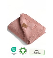 LITTLE DEDI Alina Organik Pamuk Triko Örme Bebek Battaniyesi Pembe - 80x100