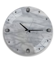 Gümüş Mermer Cam Saat - 40 cm