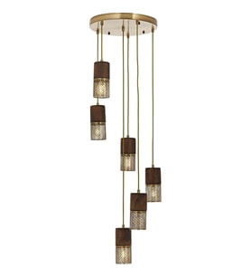 AVONNI AV-60265-6ET Eskitme Kaplama Modern Avize E27 Metal Ahşap 40cm