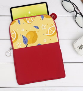 BK Gift Limon Tasarımlı Taşınabilir Koruyucu Tablet Kılıfı & Organizer Çanta - Kırmızı-1