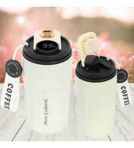 KİŞİYE ÖZEL İSİM BASKILI LED SICAKLIK GÖSTERGELİ DERECELİ TERMOS 400 ML