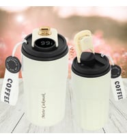 KİŞİYE ÖZEL İSİM BASKILI LED SICAKLIK GÖSTERGELİ DERECELİ TERMOS 400 ML (Siyah)