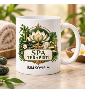 Spa Terapisti Kupa Bardak Lotus ve Bambu Desenli