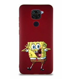 Xiaomi Redmi Note 9 Soft Premier Kapak Sünger Bob Tasarımlı Silikon Kılıf - Mürdüm (Şeffaf)