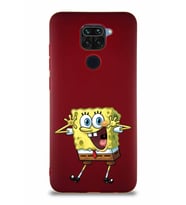 Xiaomi Redmi Note 9 Soft Premier Kapak Sünger Bob Tasarımlı Silikon Kılıf - Mürdüm (Şeffaf)