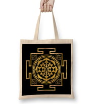 Golden Sri Yantra Sri Chakra Bez Çanta Uzun Saplı