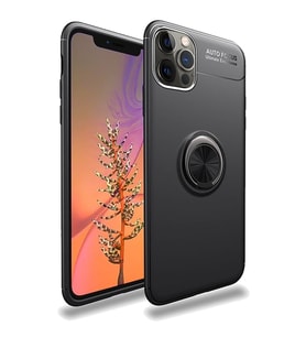 Apple iPhone 12 Pro Yüzüklü Power Silikon Kılıf (Siyah)
