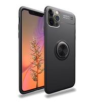 Apple iPhone 12 Pro Yüzüklü Power Silikon Kılıf (Siyah)