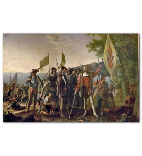 Cakatablo Christopher Columbus Askerler Ve Yerli Halk MDF Tablo