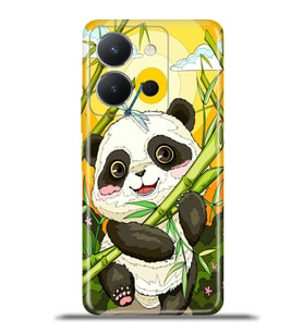 Vivo Y36 Kapak HD Renkli Dizayn Silikon Kılıf - Panda Bambu