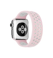 Newface Apple Watch 42mm Ayarlı Delikli Silikon Kordon - Pembe-Beyaz