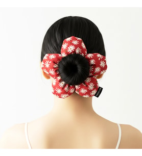 WoodyCord El Yapımı Elyaf Dolgulu Papatya Pofuduk Scrunchie Toka