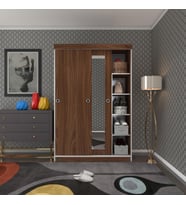 Kenzlife gardırop sürgülü kapaklı kapılı 120 papatya cvz aynalı gardolap dolap (Karışık)