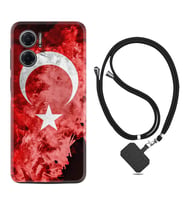 Xiaomi Redmi Note 11E Kılıf Resimli Boyun Askılı İpli Desenli Silikon Şanlı Türk Bayrağı 1315