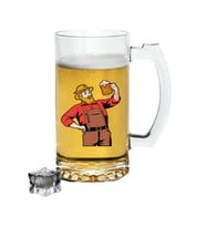 Bira İçen Erkek Baskılı Bira Bardağı - Bira Bardak (Şeffaf)