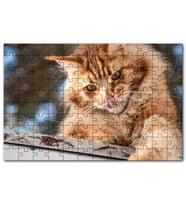 Cakapuzzle Yalanan Sarı Sevimli Kedi Puzzle Yapboz MDF (Ahşap) (120 Parça)