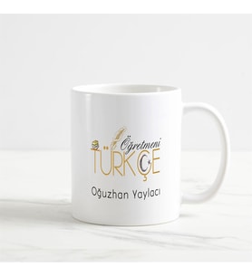 Türkçe Öğretmeni Kupa Bardak (1. Tasarım) (Beyaz)